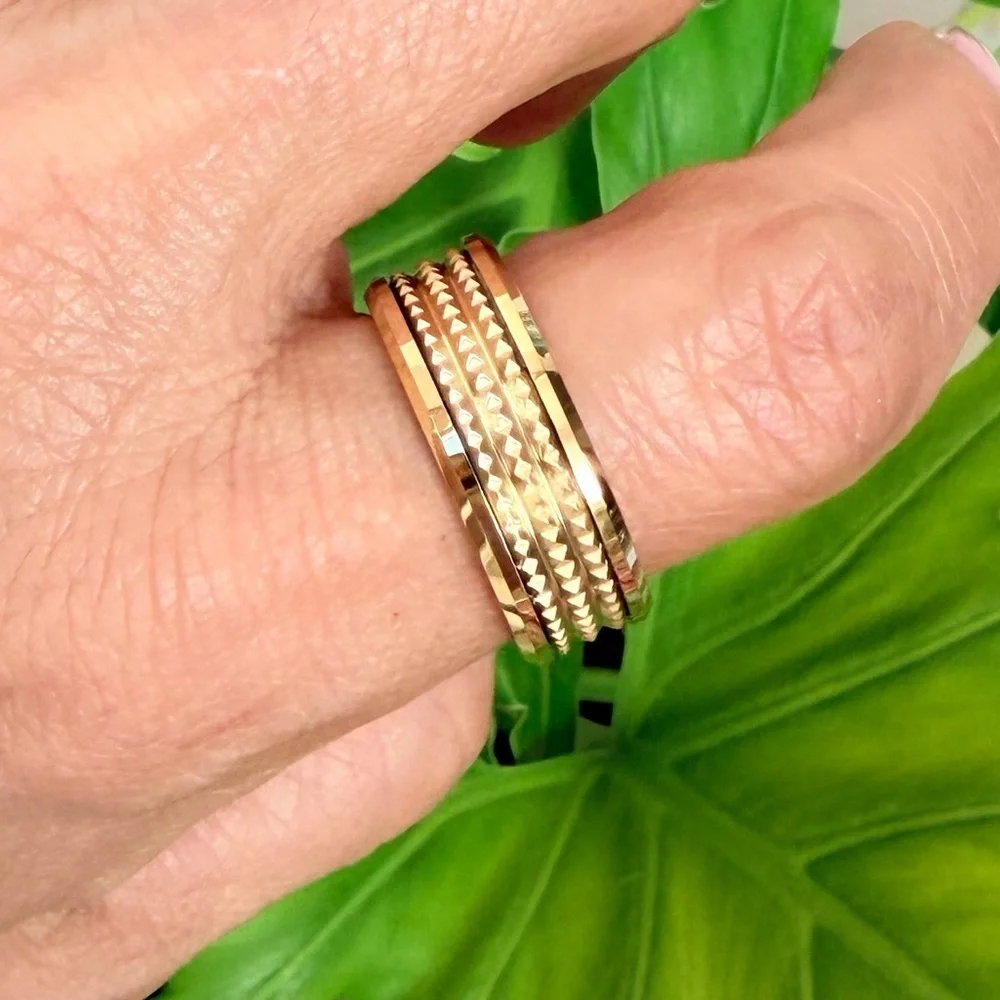8mm Yellow Gold plated Jagged Center Wedding Band